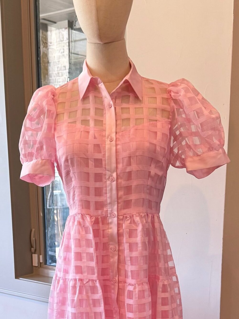 English Factory Gridded Organza Tiered Maxi Dress - Picture 2 of 7